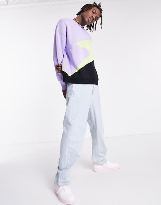 ASOS DESIGN oversized knitted sweater with lightning bolt