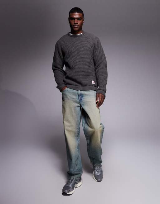 ASOS DESIGN oversized knitted textured jumper in grey, 2 of 5