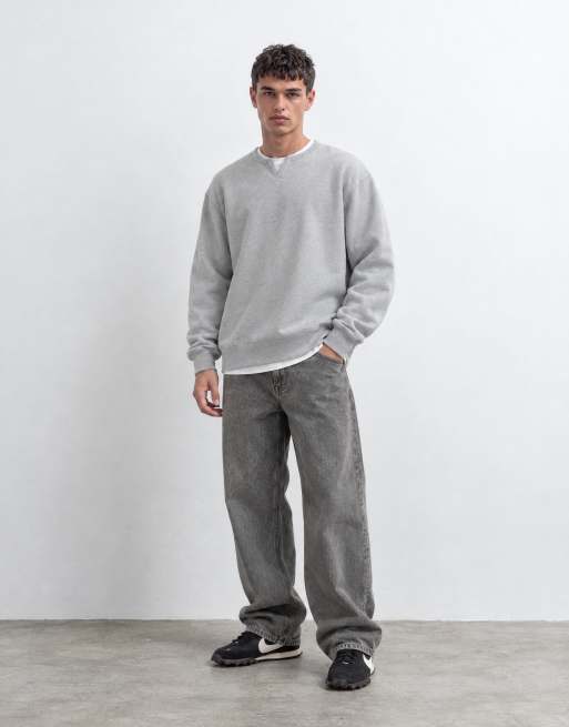ASOS DESIGN oversized kraftig top med rund hals og hak i gråmeleret, 7 af 10
