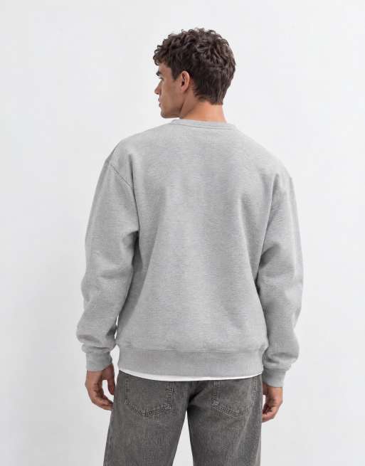 ASOS DESIGN oversized kraftig top med rund hals og hak i gråmeleret, 9 af 10
