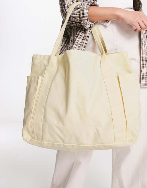 ASOS DESIGN - Oversized kraftig tote i beige kanvas, 4 af 4