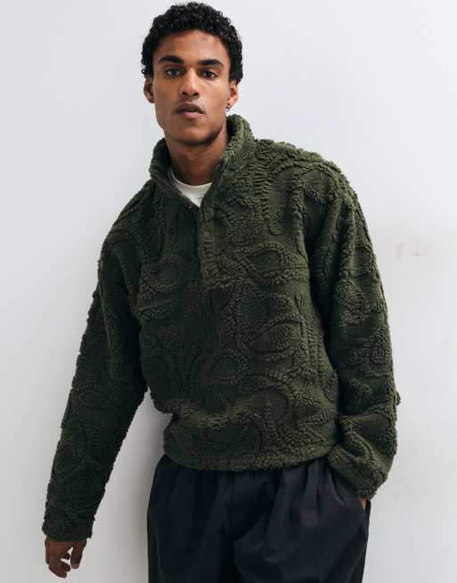 ASOS DESIGN oversized kvart-zip i tekstureret borg med ståkrave, 3 af 5