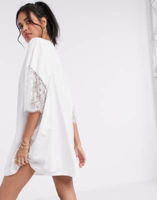 white lace t shirt dress