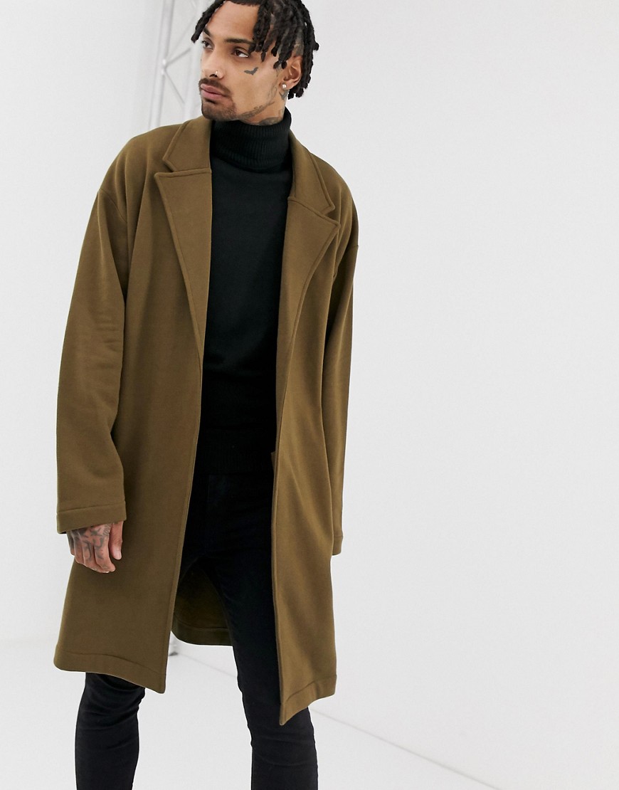 ASOS DESIGN - Oversized lang jersey frakke i brun