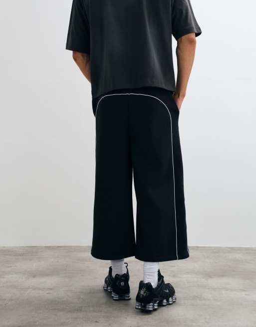 ASOS DESIGN oversized lang jort med piping i sort, 5 af 5
