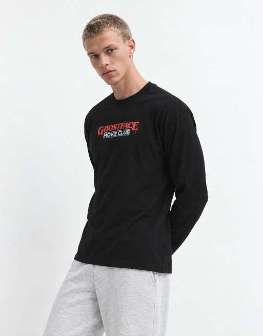 ASOS DESIGN oversized långärmad t-shirt med Steven Rhodes Ghostface Halloween i svart, 6 av 9