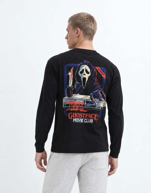 ASOS DESIGN oversized långärmad t-shirt med Steven Rhodes Ghostface Halloween i svart, 7 av 9