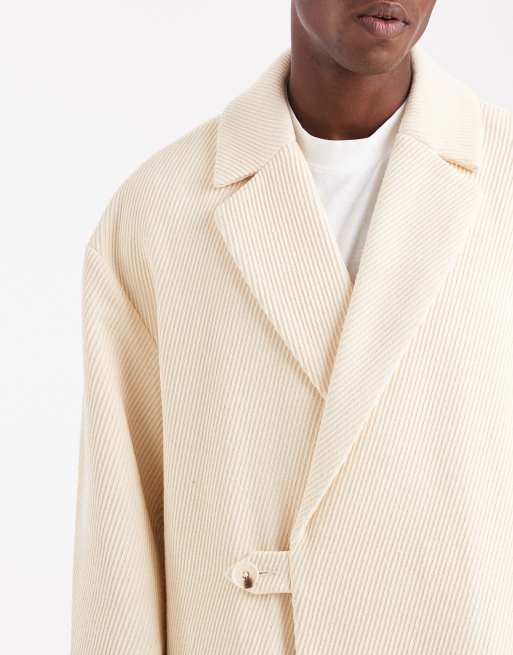 ASOS DESIGN - Oversized lange overjas van wolmix in ecru, 5 van 5