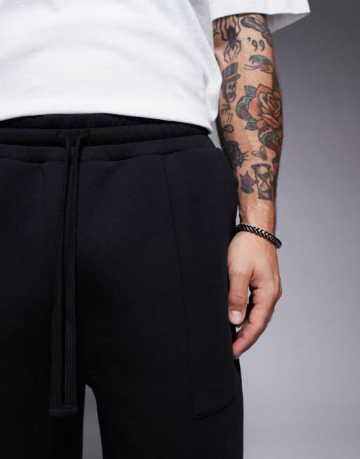 ASOS DESIGN - Oversized langere short van zware stof in scubastijl in zwart, 3 van 5