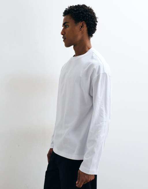 ASOS DESIGN oversized langærmet T-shirt med himmelprint i hvid, 3 af 5
