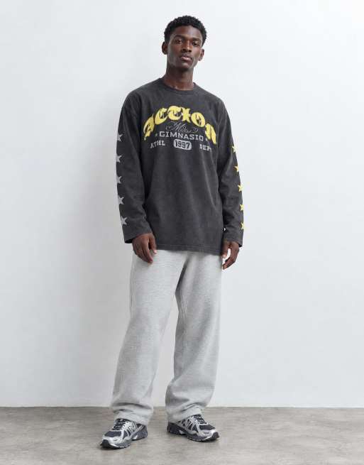 ASOS DESIGN oversized langærmet T-shirt med print i vasket sort, 9 af 9