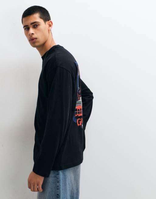 ASOS DESIGN oversized langærmet T-shirt med Steven Rhodes Ghostface Halloween i sort, 5 af 9