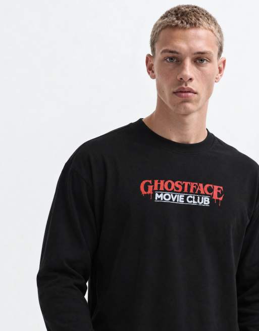 ASOS DESIGN oversized langærmet T-shirt med Steven Rhodes Ghostface Halloween i sort, 9 af 9