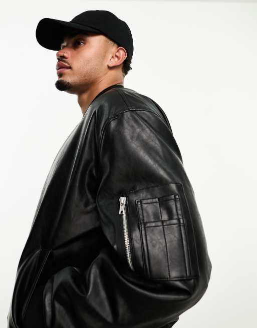 ASOS Baseball Cap In Black Faux Leather