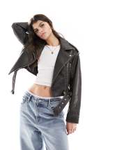 ASOS DESIGN faux leather glam 80s crop jacket in black ASOS