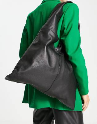 ASOS DESIGN oversized leather tote bag in black | ASOS
