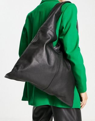 ASOS DESIGN oversized leather tote in black