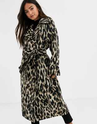 asos design leopard coat