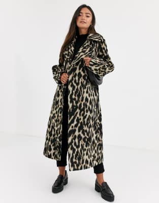 asos design leopard coat