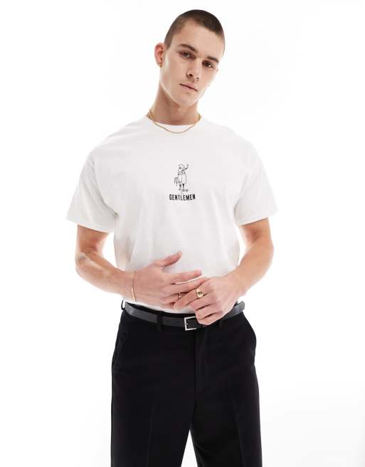 ASOS DESIGN oversized licence t-shirt with Netflix The Gentlemen print in white