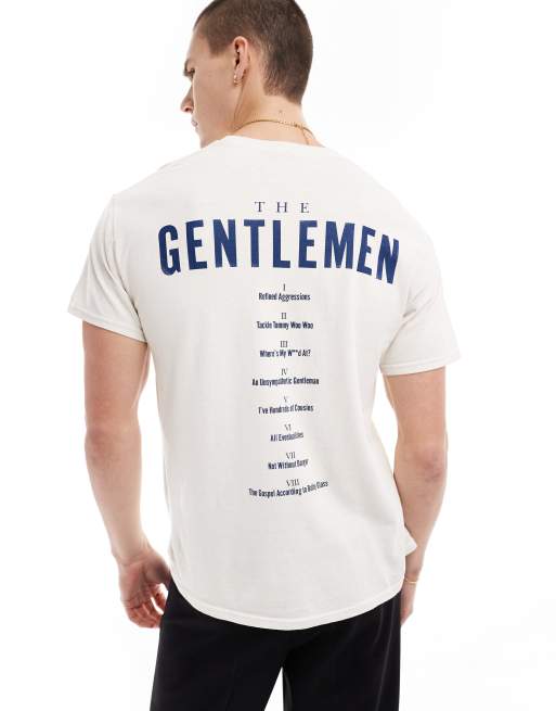 ASOS DESIGN oversized licence t-shirt with Netflix The Gentlemen prints in off white