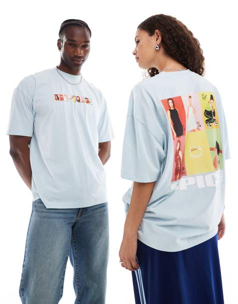 ASOS DESIGN oversized licence t-shirt with Spice Girls prints in baby blue - view 1