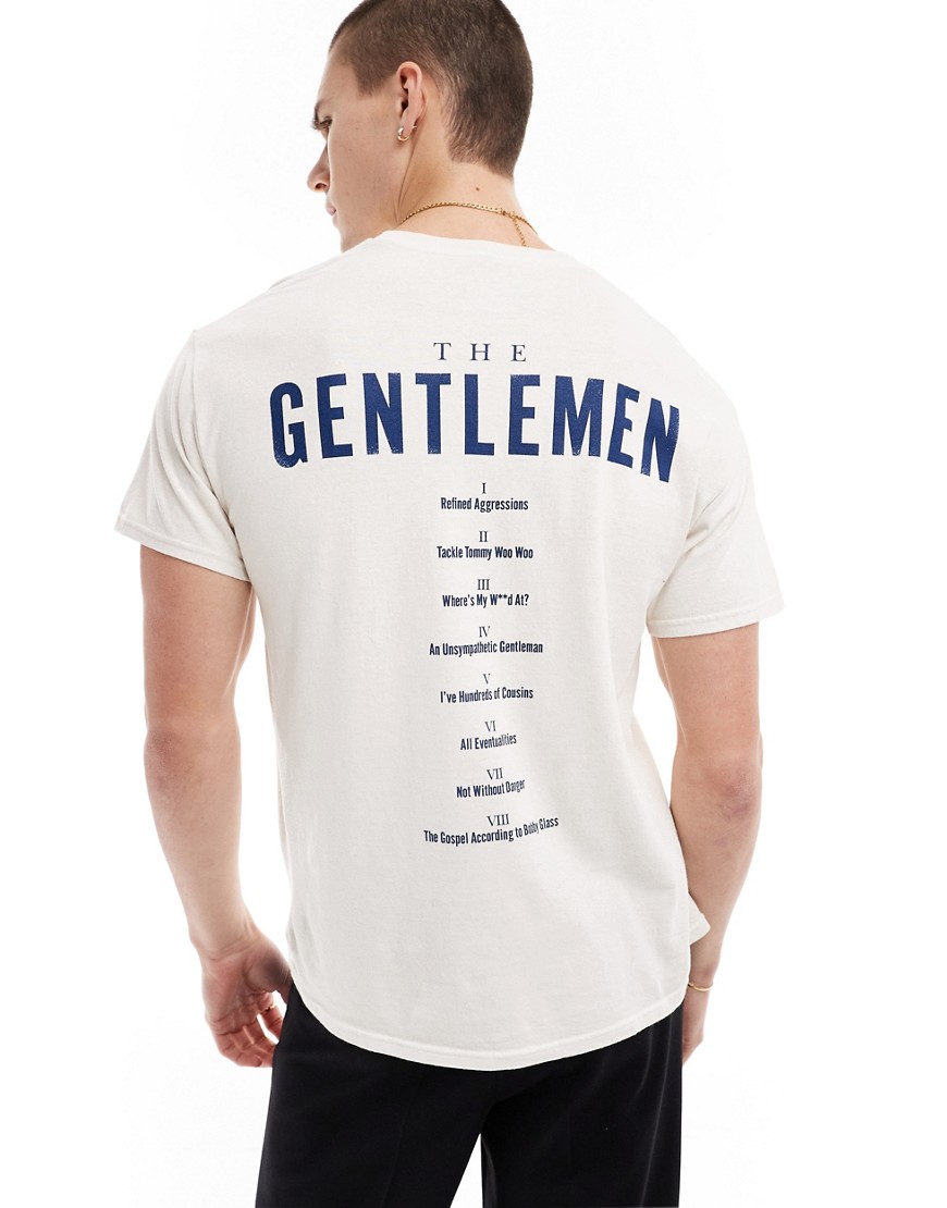 ASOS DESIGN oversized license t-shirt with Netflix The Gentlemen prints in off white-Neutral