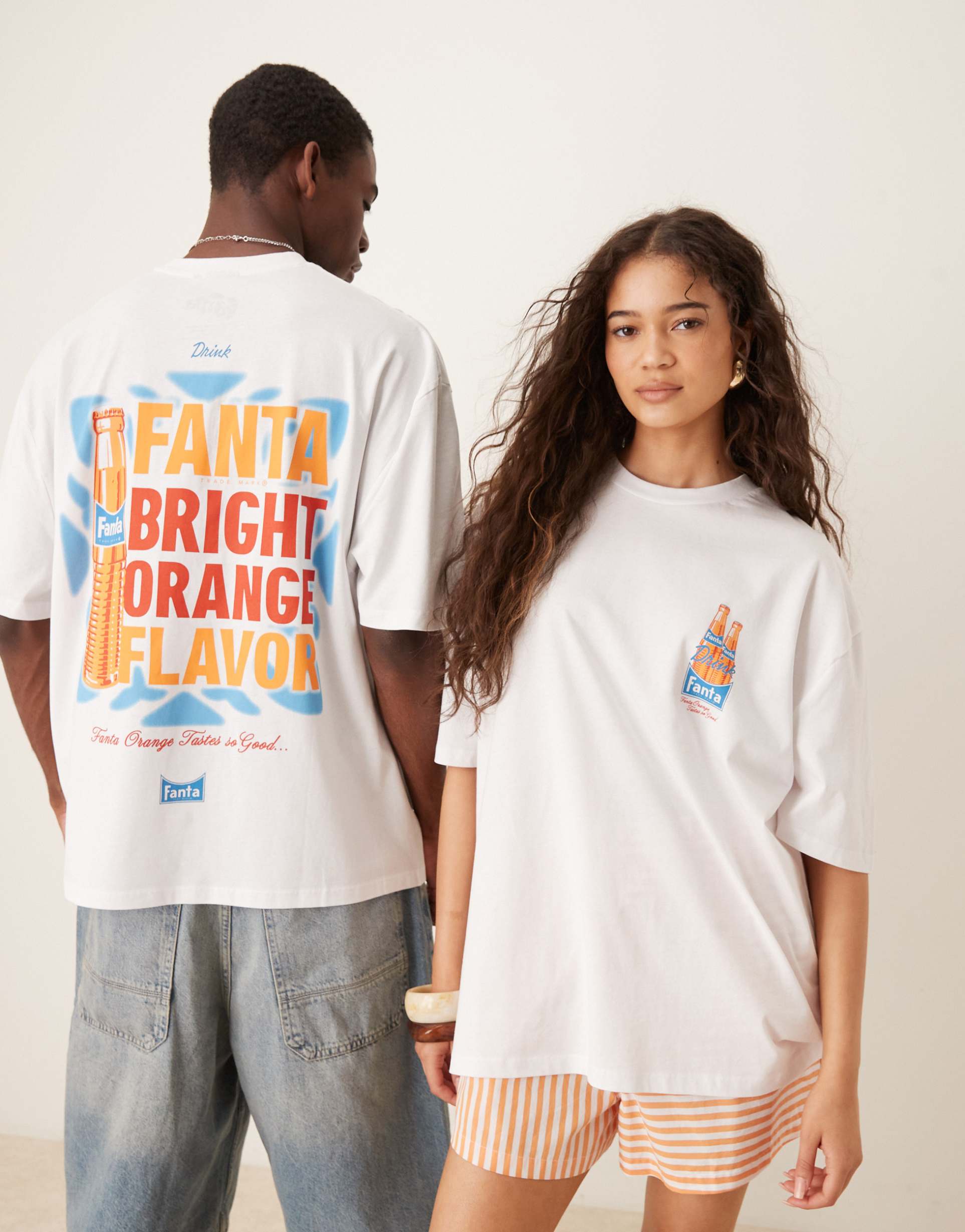 asos design oversized licensed t-shirt with fanta prints in white