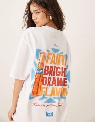 Asos Design Oversized Licensed T-shirt With Fanta Prints In White