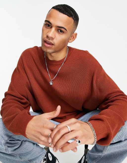 ASOS DESIGN oversized lightweight rib jumper in light brown ASOS