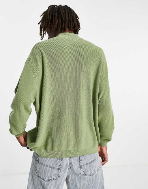 ASOS DESIGN oversized lightweight turtle neck sweater in green