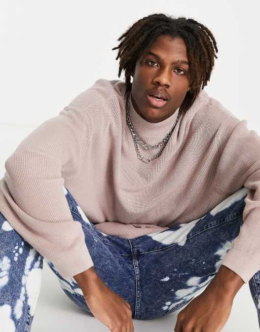 ASOS DESIGN oversized lightweight turtleneck jumper in lilac