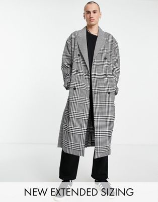 ASOS DESIGN oversized lightweight unlined overcoat in spliced gingham check