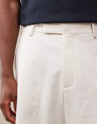 ASOS DESIGN smart oversized longline linen blend shorts in ecru