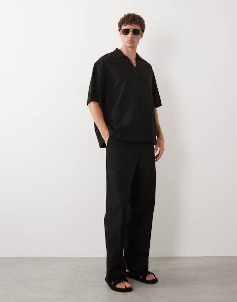 ASOS DESIGN oversized linen co-ord in black - view 1