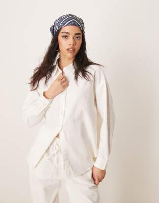Asos Design Oversized Linen Look Shirt In White