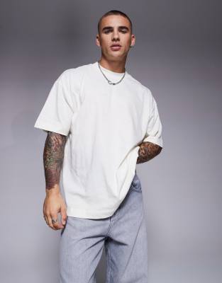Asos Design Oversized Linen-look T-shirt In White