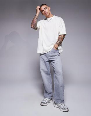 Asos Design Oversized Linen-look T-shirt In White