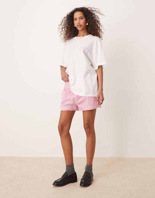 ASOS DESIGN Oversized linen look t-shirt with flower shop graphic