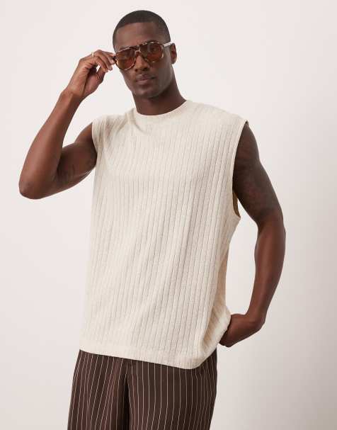 ASOS DESIGN oversized linen mix tank in beige - view 1