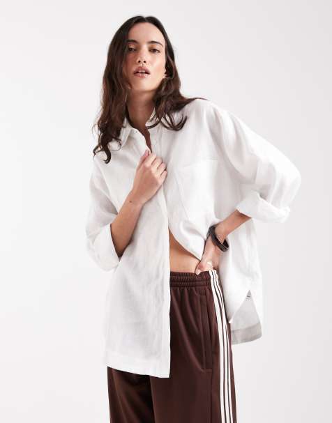 ASOS DESIGN oversized linen shirt in white - view 1