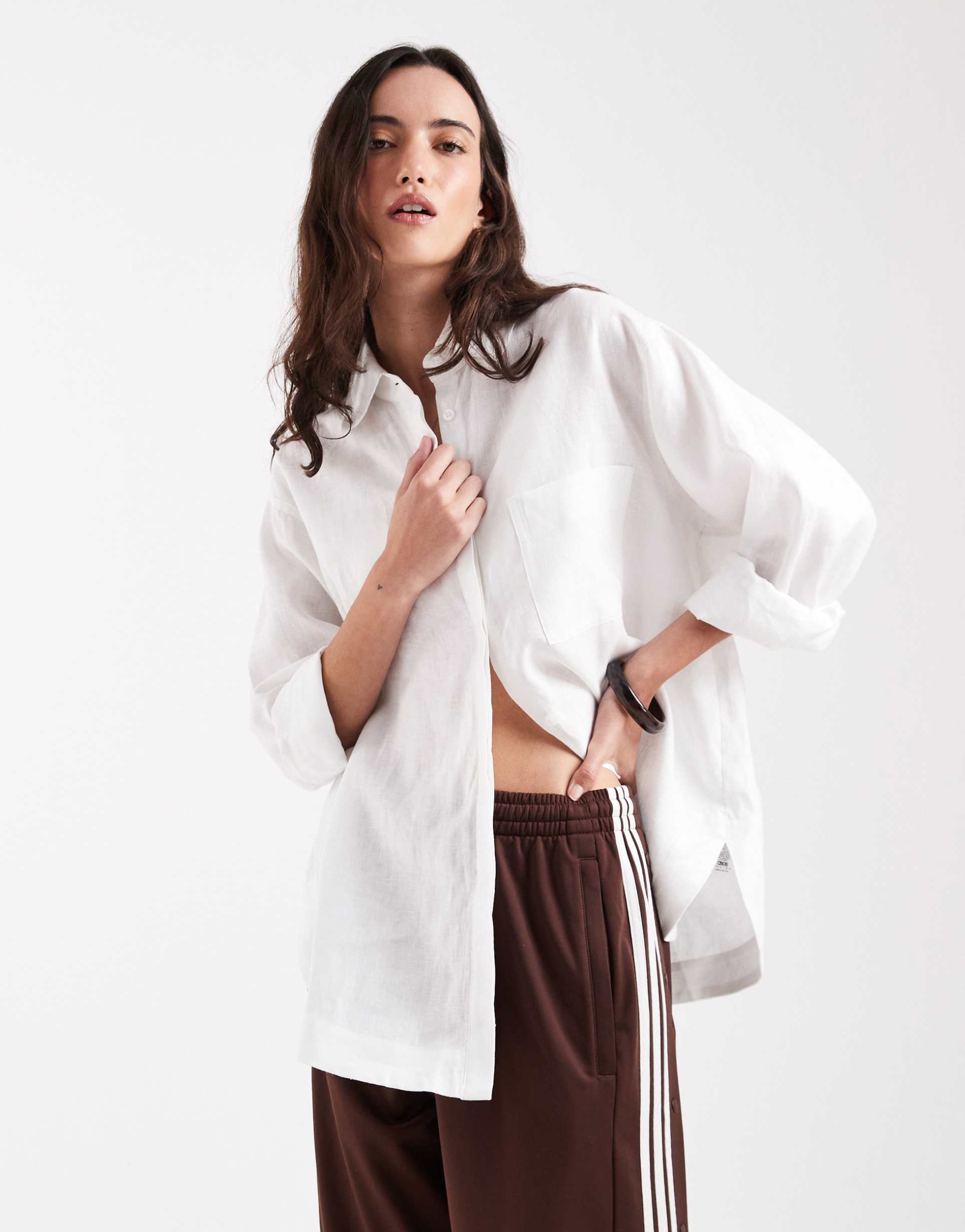 asos design oversized linen shirt in white