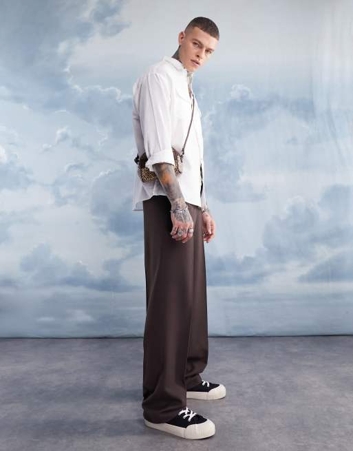 ASOS DESIGN oversized linen shirt with double pockets in white , 2 of 4
