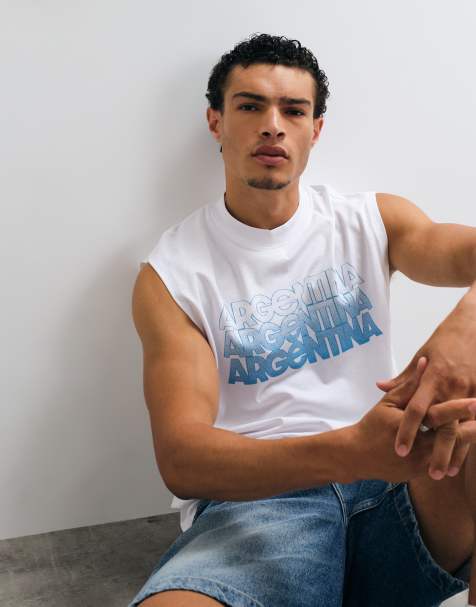 ASOS DESIGN oversized linne med Argentina-tryck i vitt - view 1