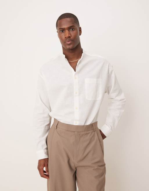 ASOS DESIGN - Oversized linnen 90s overhemd in wit