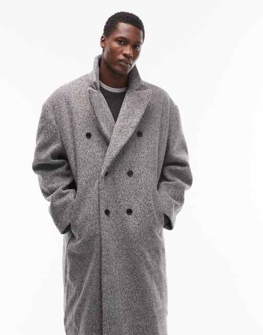 ASOS DESIGN oversized long boucle wool look coat in gray