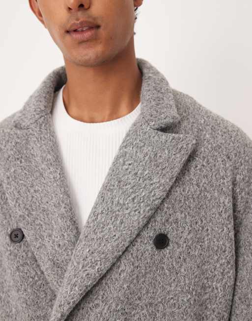 ASOS DESIGN oversized long boucle wool look coat in gray