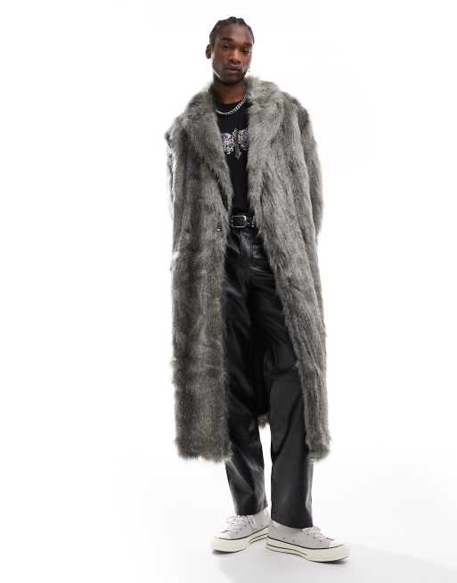 Grey fur 2025 coat asos