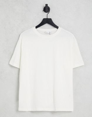 ASOS DESIGN oversized long line t-shirt in cream