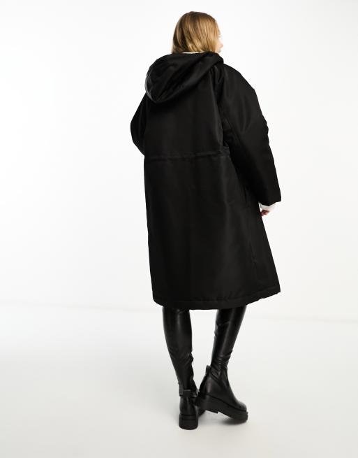 ASOS DESIGN oversized long raincoat with borg lining in black ASOS